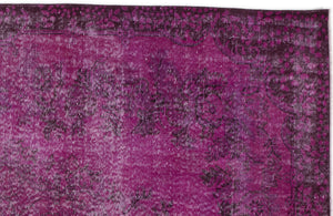 Fuchsia Over Dyed Vintage Rug 5'8'' x 9'1'' ft 172 x 277 cm