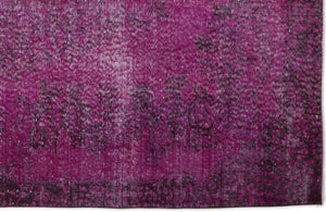 Fuchsia Over Dyed Vintage Rug 5'8'' x 9'1'' ft 172 x 277 cm