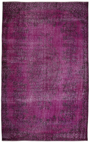 Fuchsia Over Dyed Vintage Rug 5'8'' x 9'1'' ft 172 x 277 cm