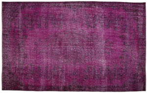 Fuchsia Over Dyed Vintage Rug 5'8'' x 9'1'' ft 172 x 277 cm