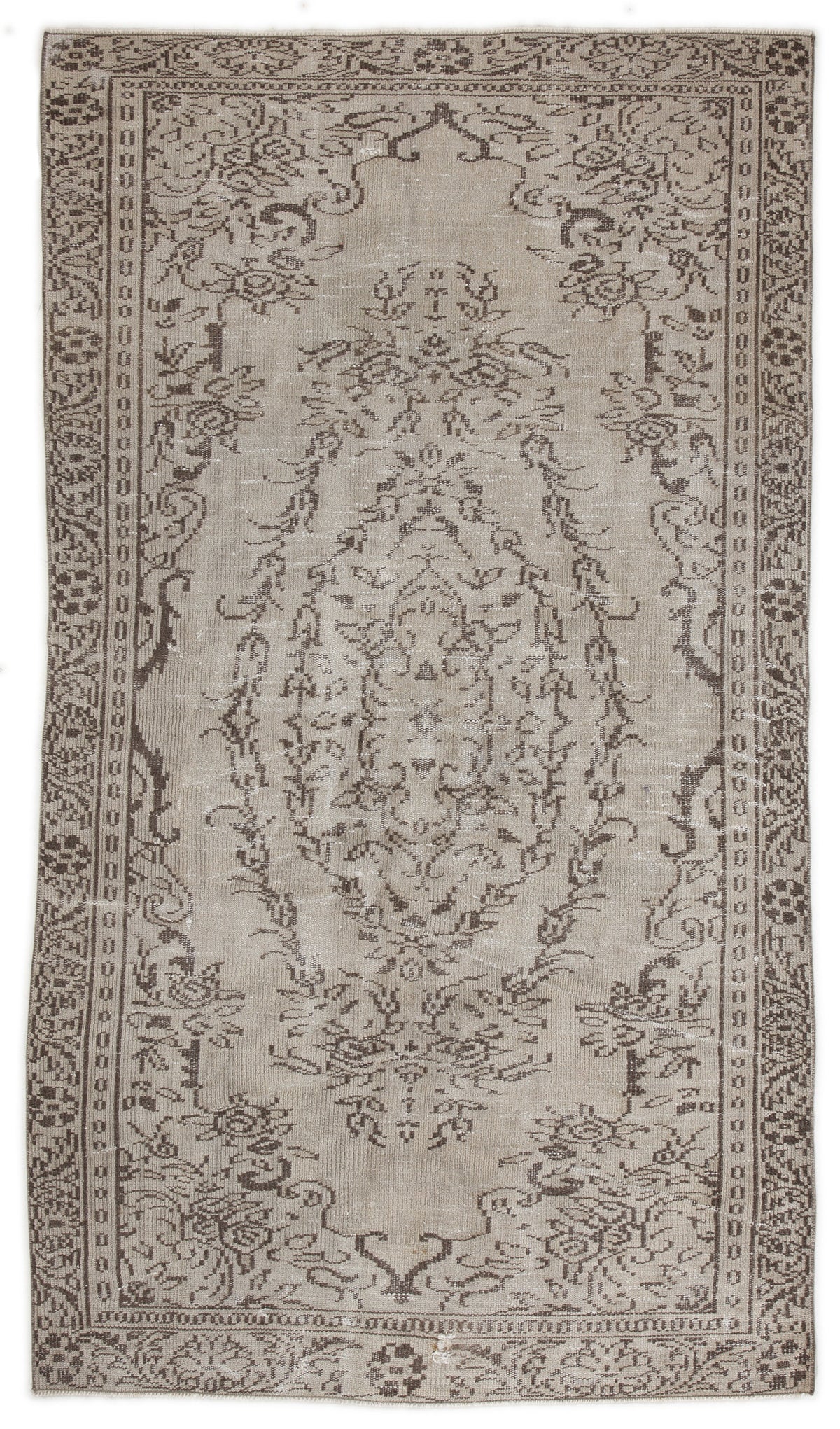 Beige Over Dyed Vintage Rug 4&#39;10&#39;&#39; x 8&#39;7&#39;&#39; ft 148 x 261 cm