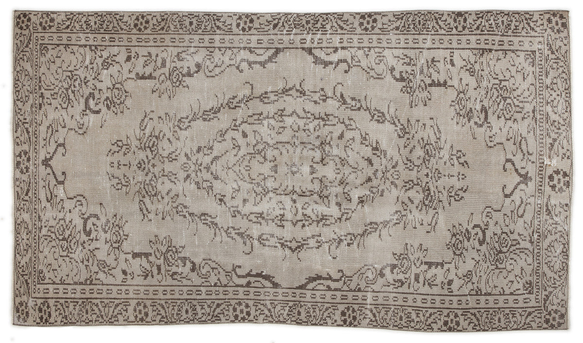 Beige Over Dyed Vintage Rug 4&#39;10&#39;&#39; x 8&#39;7&#39;&#39; ft 148 x 261 cm