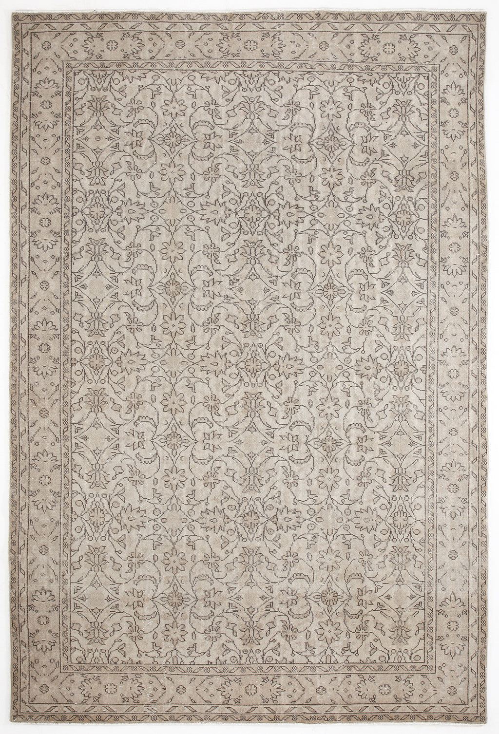 Beige Over Dyed Vintage Rug 6'1'' x 9'3'' ft 186 x 282 cm