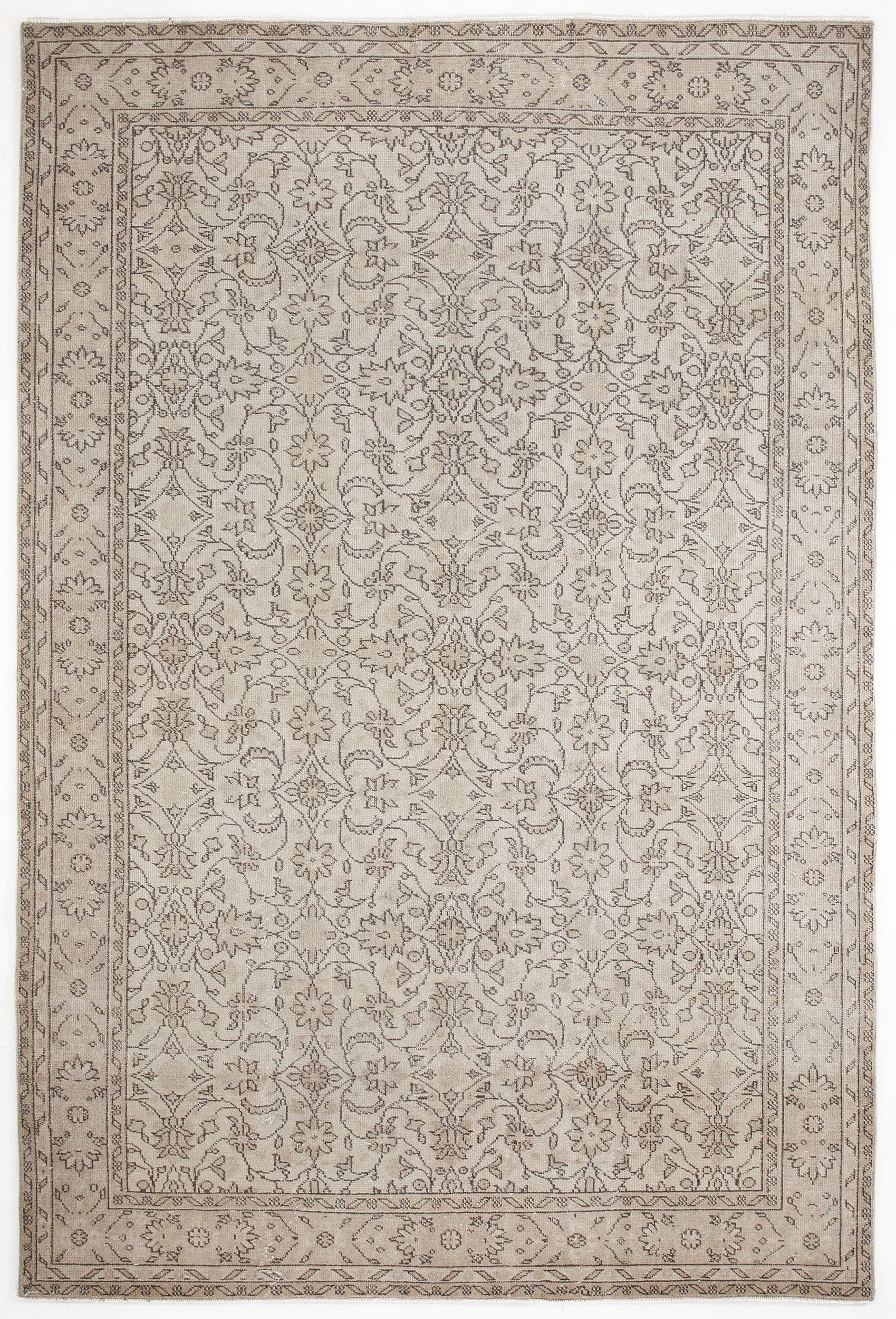Beige Over Dyed Vintage Rug 6'1'' x 9'3'' ft 186 x 282 cm