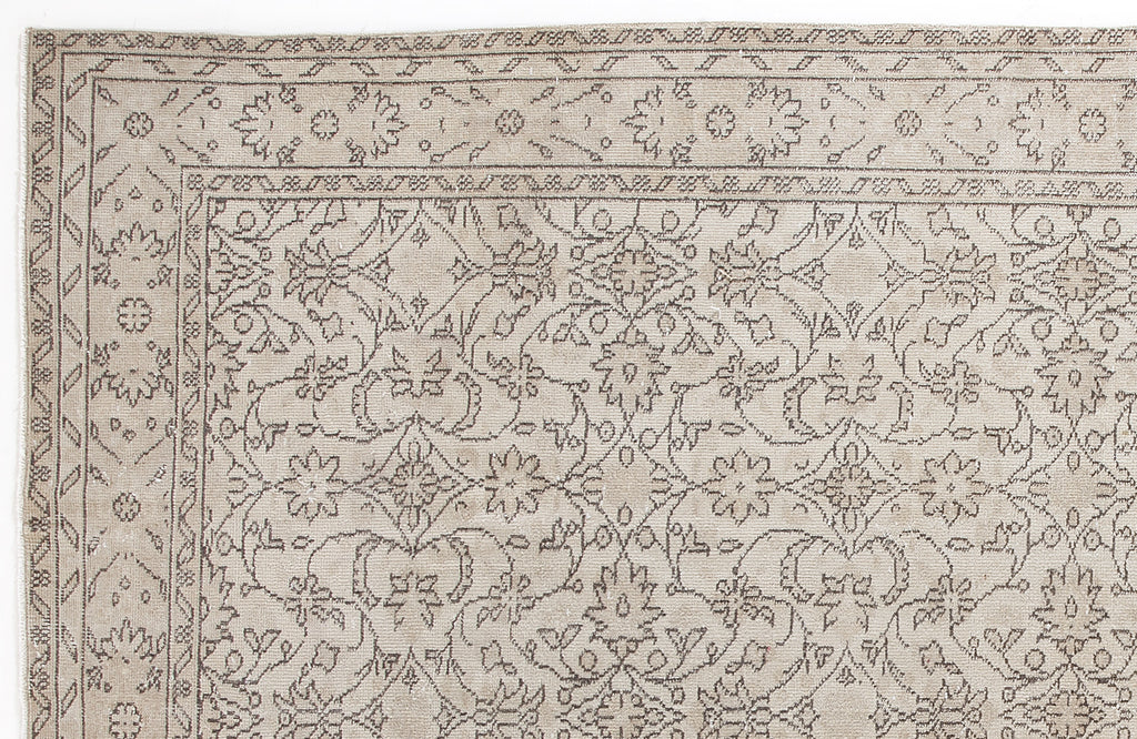 Beige Over Dyed Vintage Rug 6'1'' x 9'3'' ft 186 x 282 cm