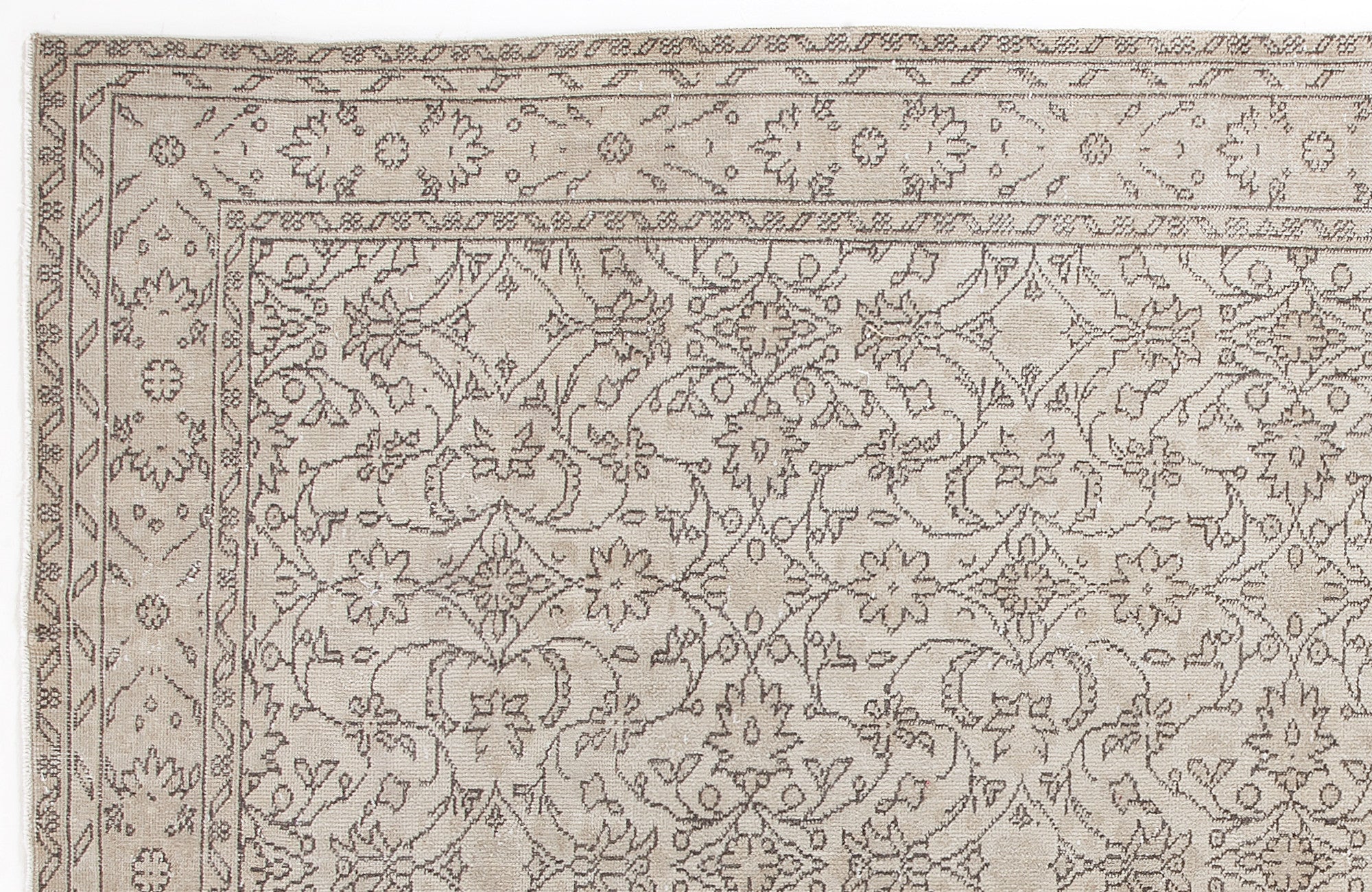 Beige Over Dyed Vintage Rug 6'1'' x 9'3'' ft 186 x 282 cm