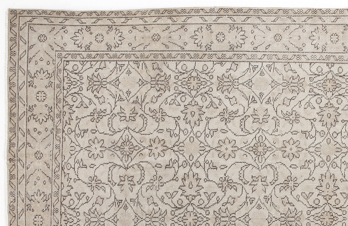 Beige Over Dyed Vintage Rug 6&#39;1&#39;&#39; x 9&#39;3&#39;&#39; ft 186 x 282 cm