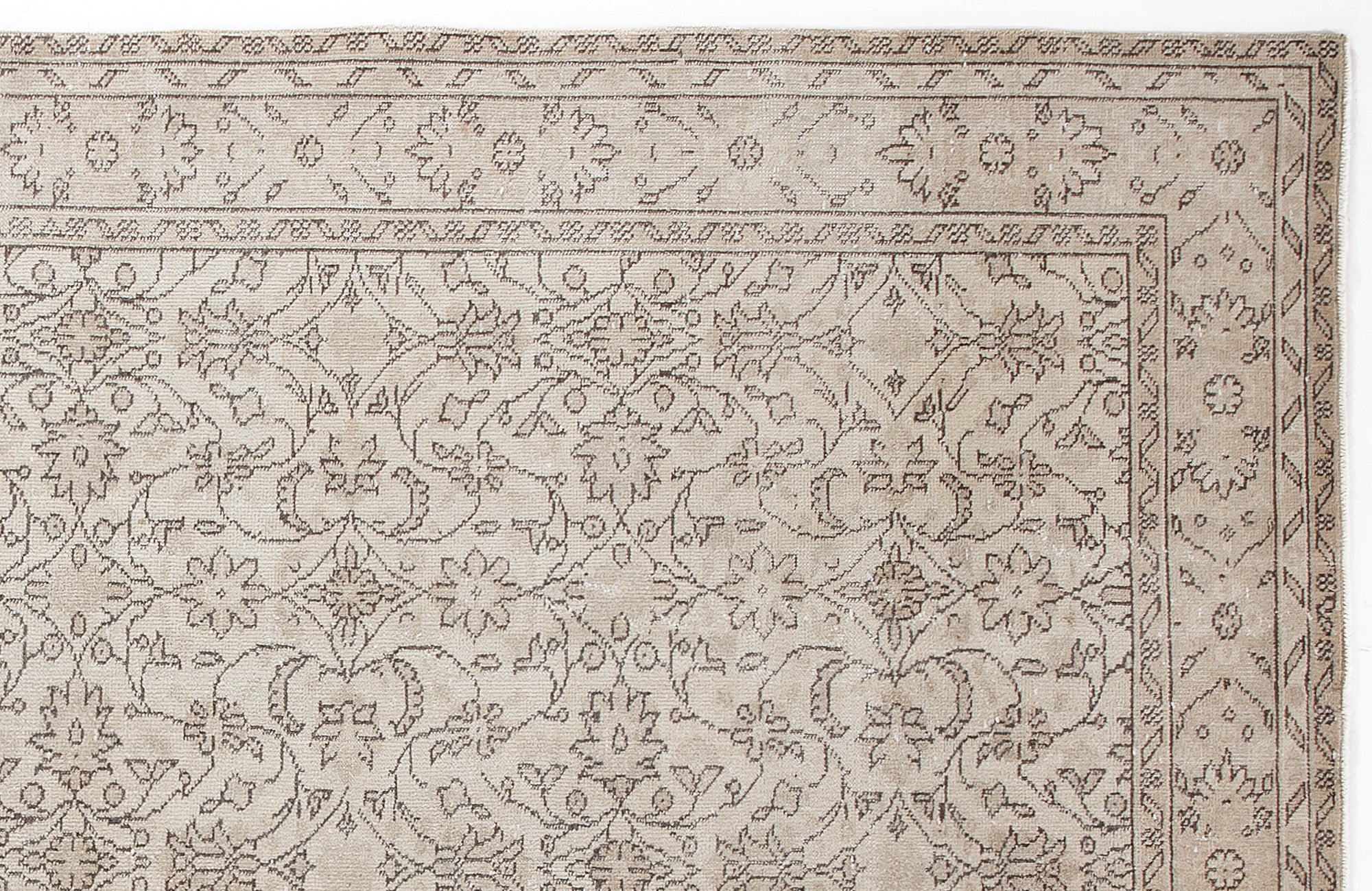 Beige Over Dyed Vintage Rug 6'1'' x 9'3'' ft 186 x 282 cm