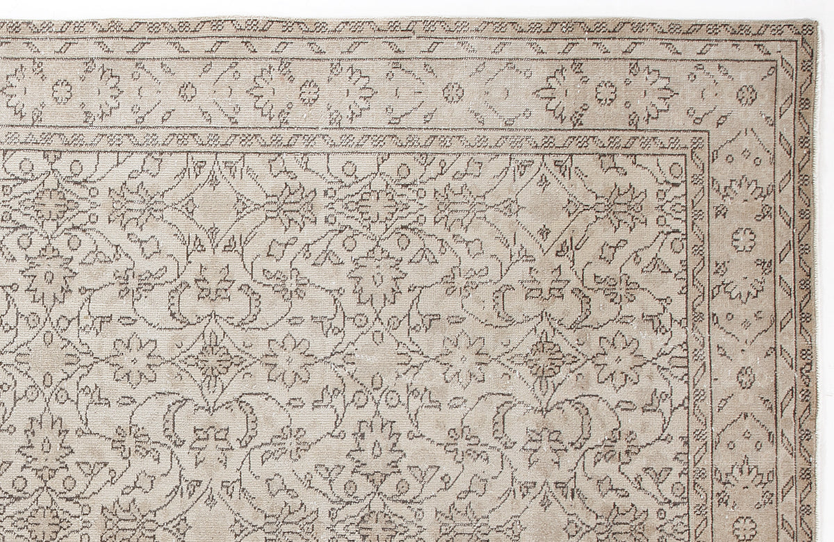 Beige Over Dyed Vintage Rug 6&#39;1&#39;&#39; x 9&#39;3&#39;&#39; ft 186 x 282 cm