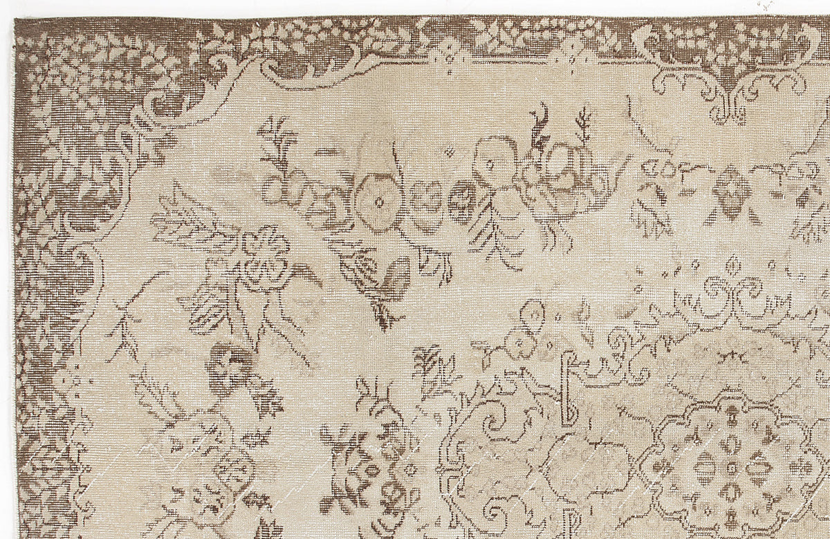 Beige Over Dyed Vintage Rug 5&#39;7&#39;&#39; x 8&#39;10&#39;&#39; ft 169 x 268 cm