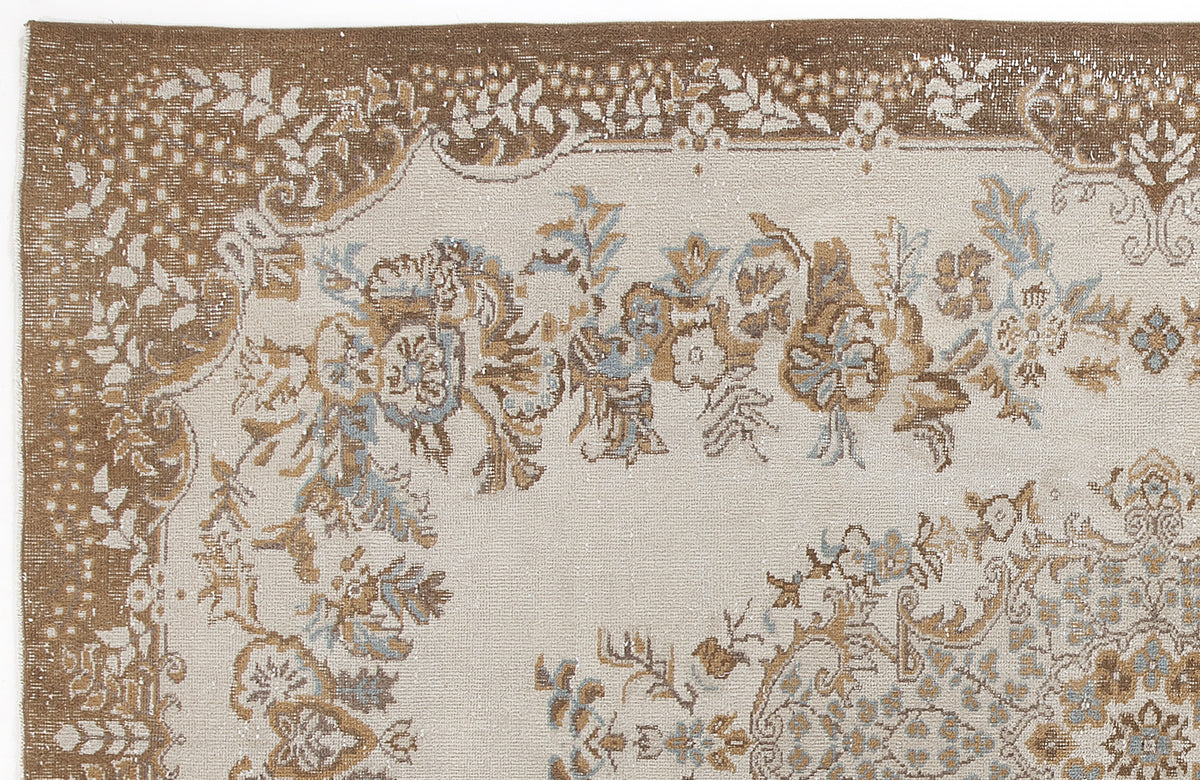 Beige Over Dyed Vintage Rug 6&#39;1&#39;&#39; x 10&#39;2&#39;&#39; ft 186 x 310 cm