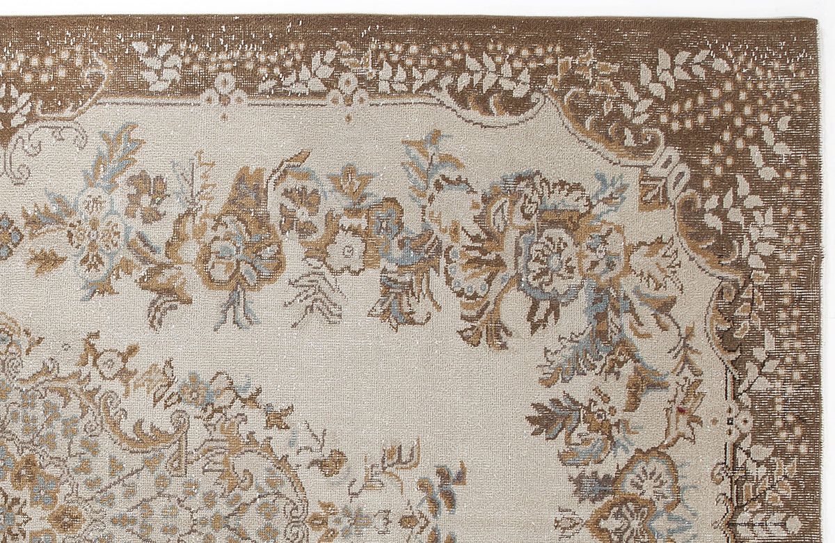 Beige Over Dyed Vintage Rug 6&#39;1&#39;&#39; x 10&#39;2&#39;&#39; ft 186 x 310 cm
