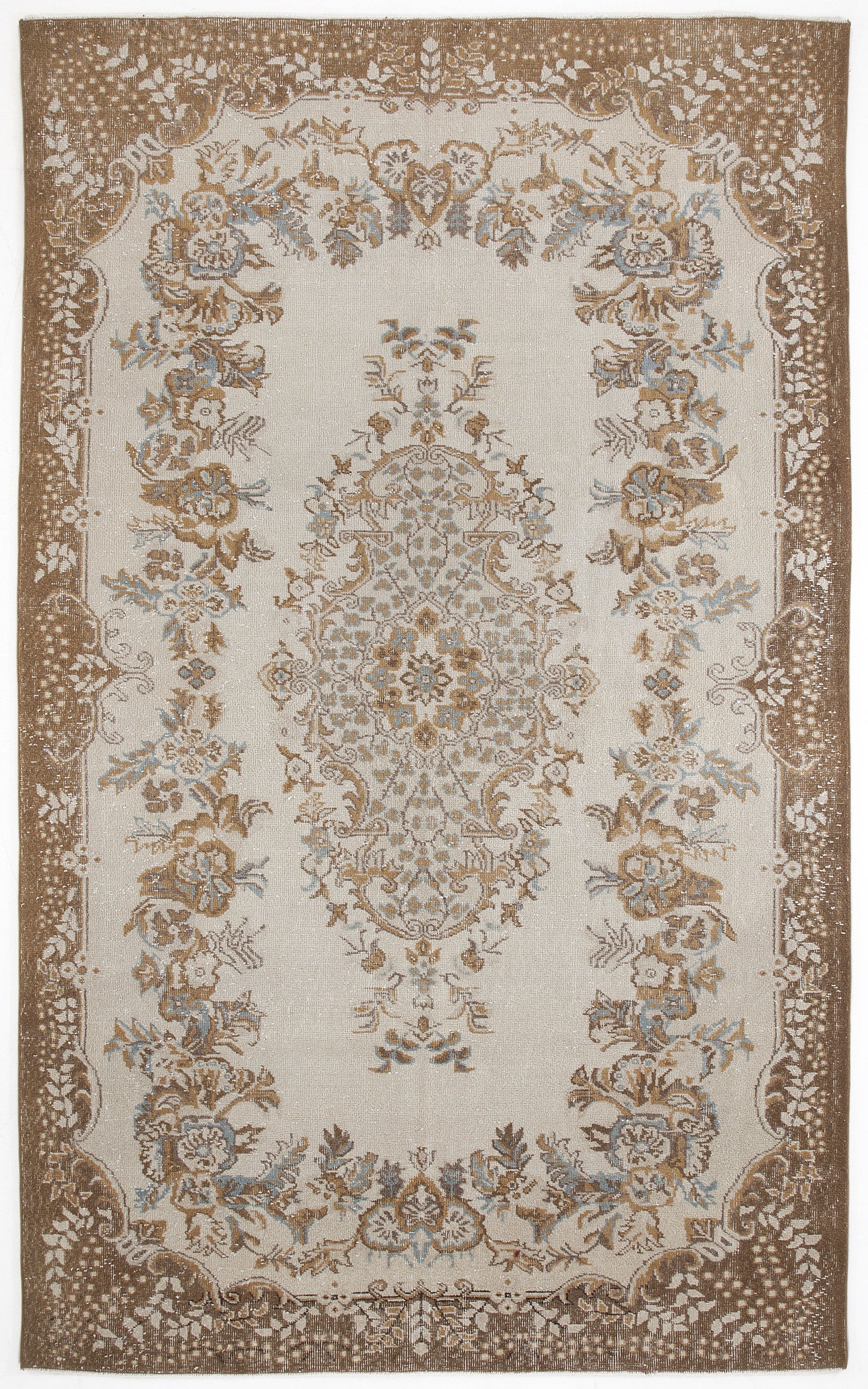 Beige Over Dyed Vintage Rug 6'1'' x 10'2'' ft 186 x 310 cm