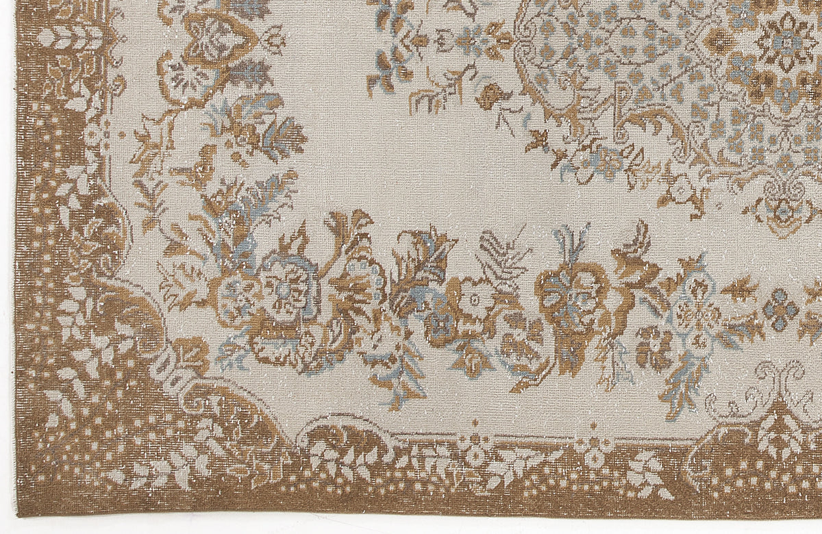 Beige Over Dyed Vintage Rug 6&#39;1&#39;&#39; x 10&#39;2&#39;&#39; ft 186 x 310 cm