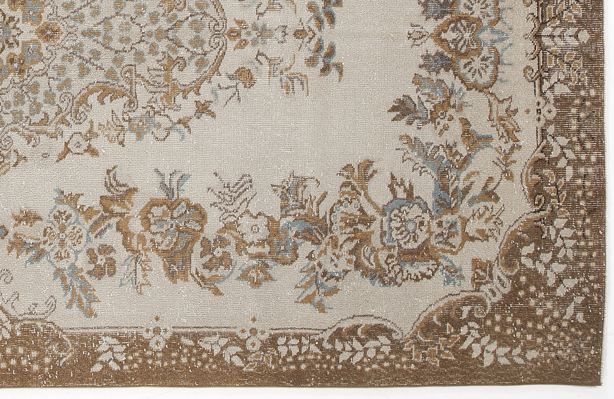 Beige Over Dyed Vintage Rug 6&#39;1&#39;&#39; x 10&#39;2&#39;&#39; ft 186 x 310 cm