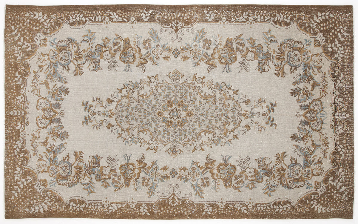 Beige Over Dyed Vintage Rug 6&#39;1&#39;&#39; x 10&#39;2&#39;&#39; ft 186 x 310 cm