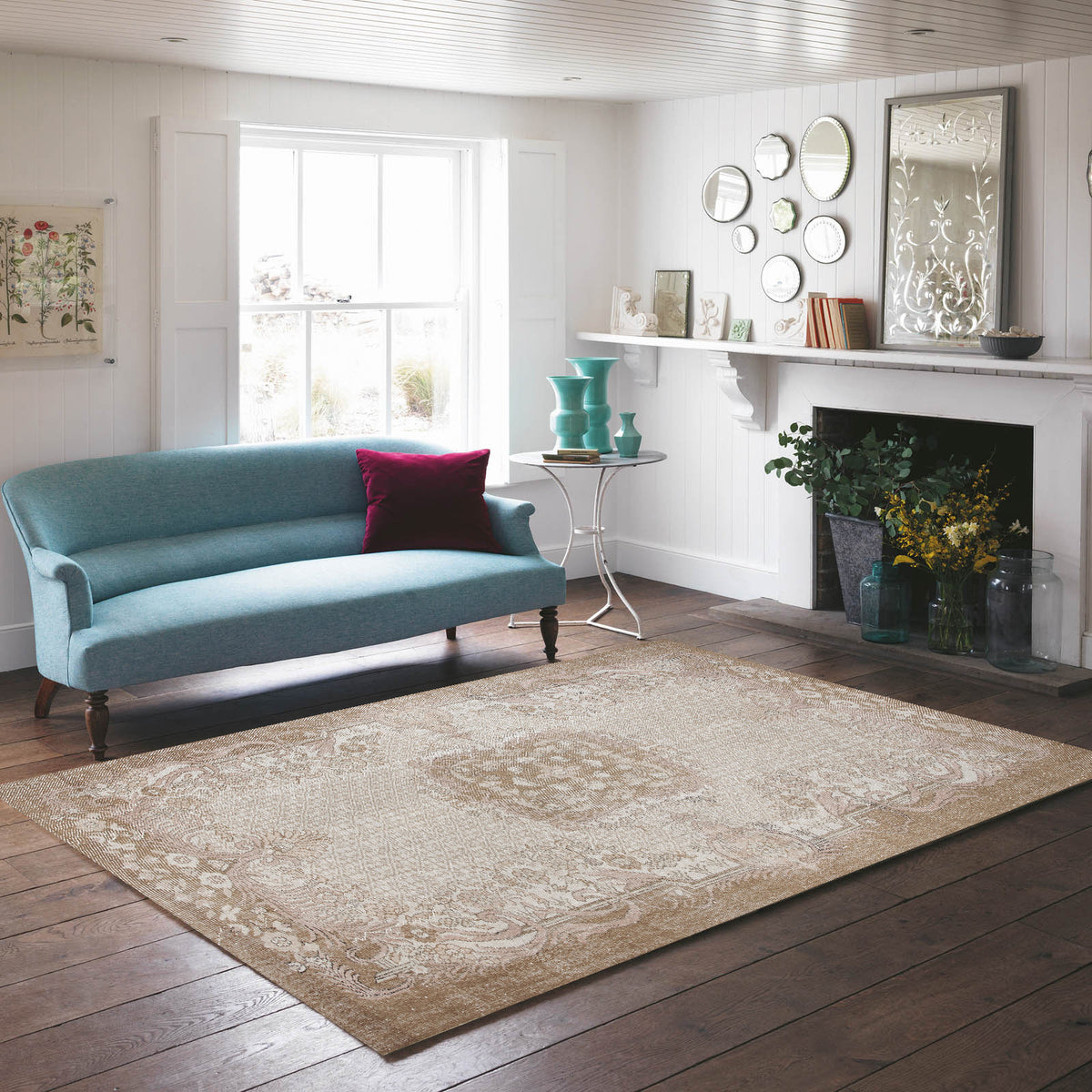 Beige Over Dyed Rug | Traditional Design Rug | Turkish Rug | Hand Weaving Rug  | Bedroom Rug | Wool Rug | Vintage Rug | Retro Rug | Patterned Rug | Naturel Rug | Decorative Vinatge Rug | Boho Rug I 6&#39;3&#39;&#39; x 10&#39;7&#39;&#39; ft 191 x 323 cm