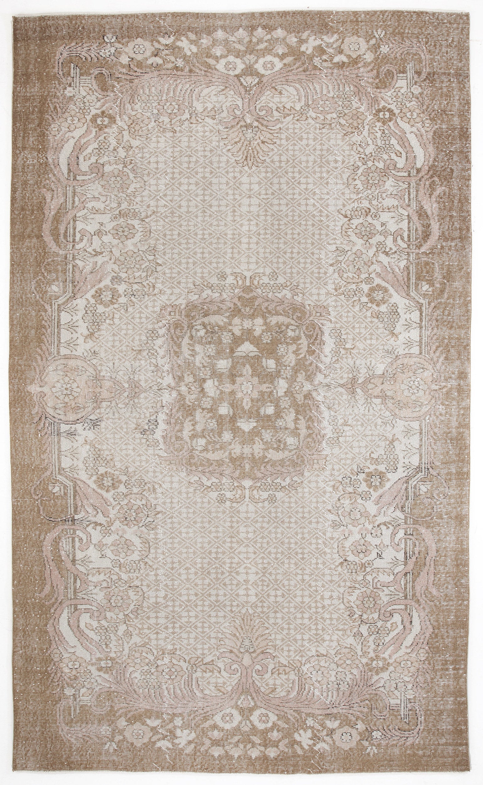 Beige Over Dyed Vintage Rug 6'3'' x 10'7'' ft 191 x 323 cm