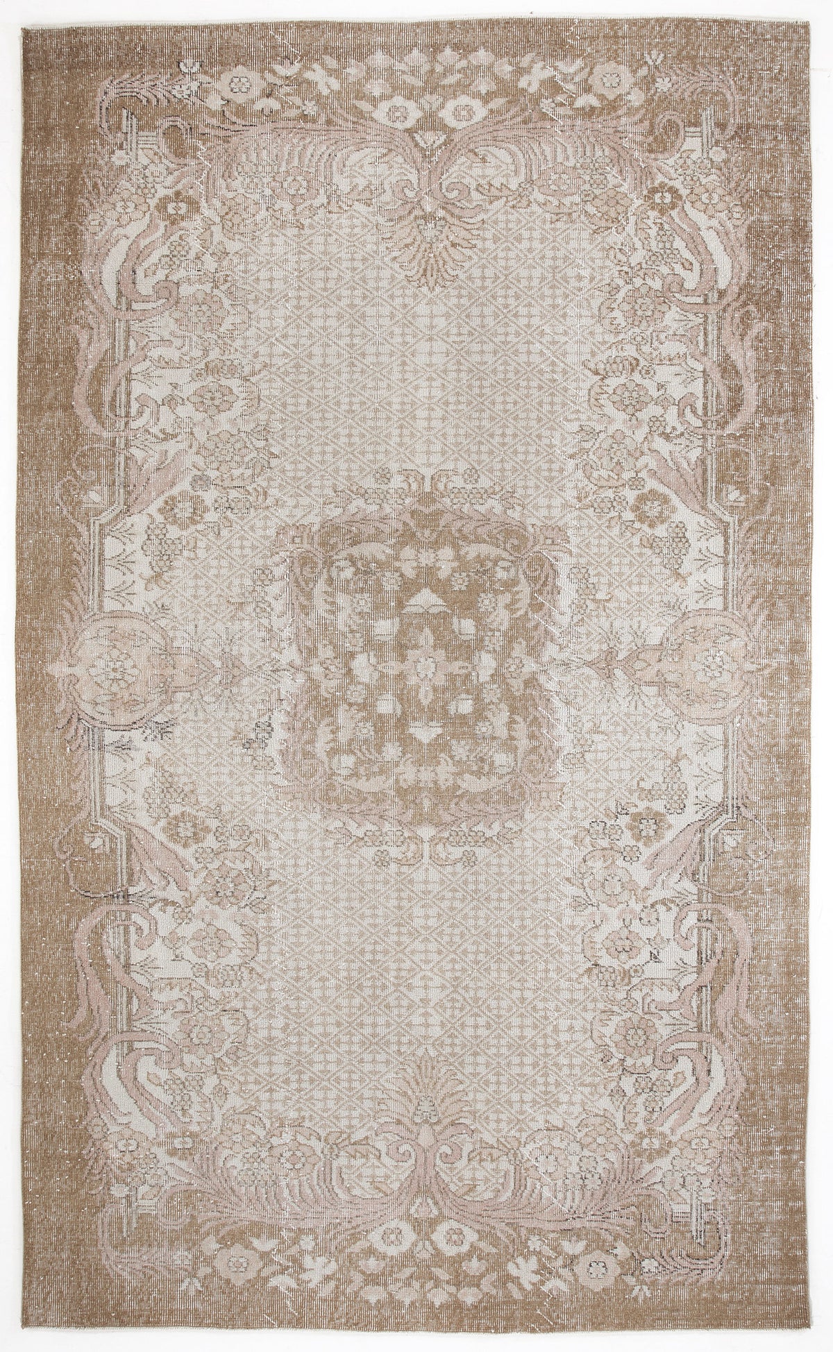 Beige Over Dyed Vintage Rug 6&#39;3&#39;&#39; x 10&#39;7&#39;&#39; ft 191 x 323 cm