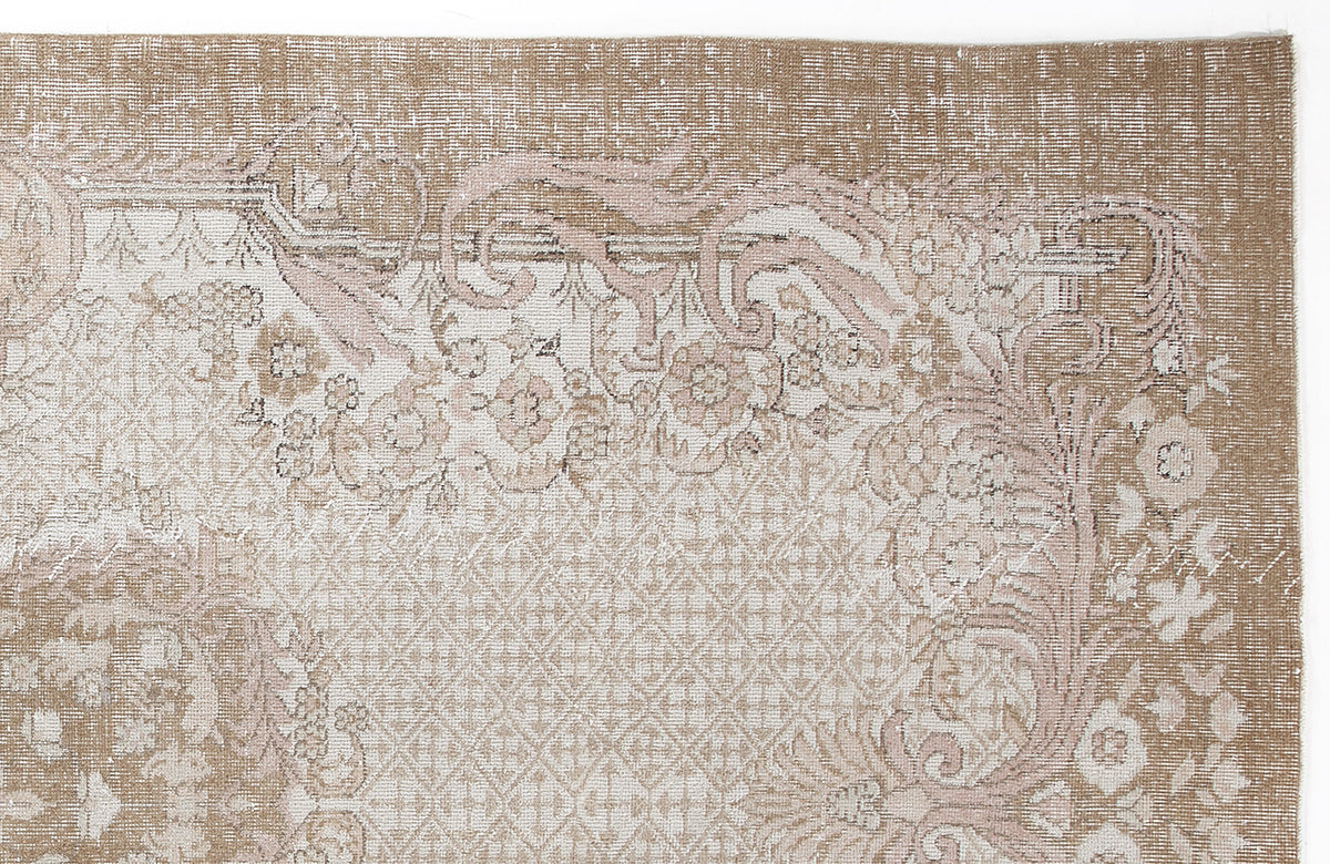 Beige Over Dyed Vintage Rug 6&#39;3&#39;&#39; x 10&#39;7&#39;&#39; ft 191 x 323 cm