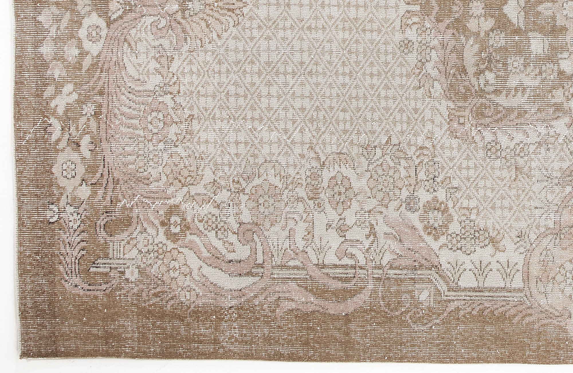 Beige Over Dyed Vintage Rug 6'3'' x 10'7'' ft 191 x 323 cm