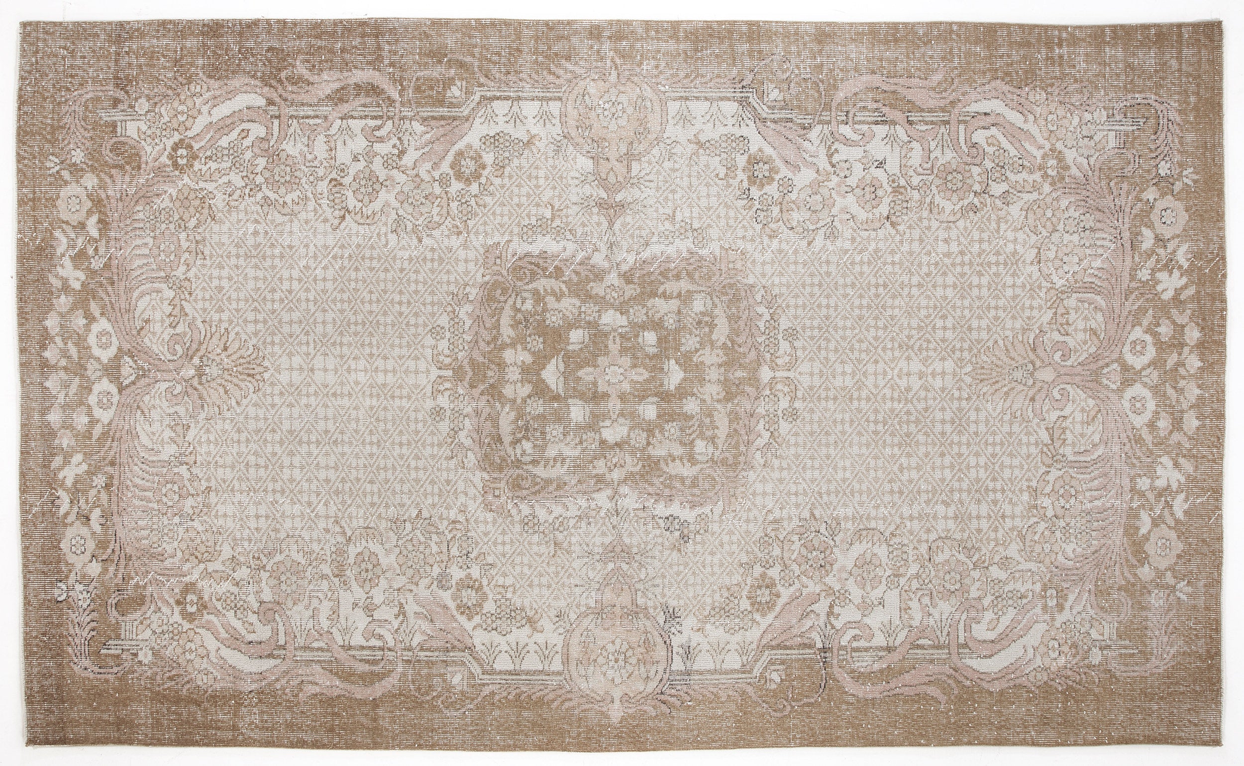 Beige Over Dyed Vintage Rug 6'3'' x 10'7'' ft 191 x 323 cm