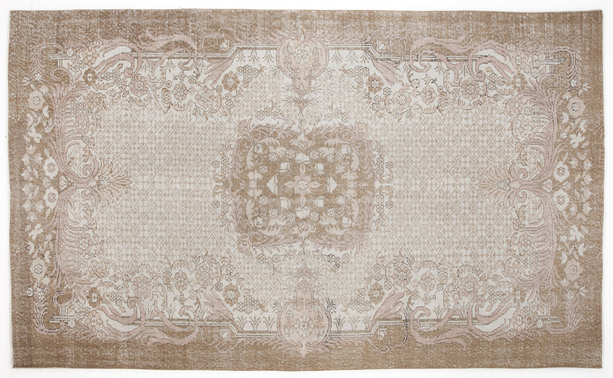 Beige Over Dyed Vintage Rug 6&#39;3&#39;&#39; x 10&#39;7&#39;&#39; ft 191 x 323 cm
