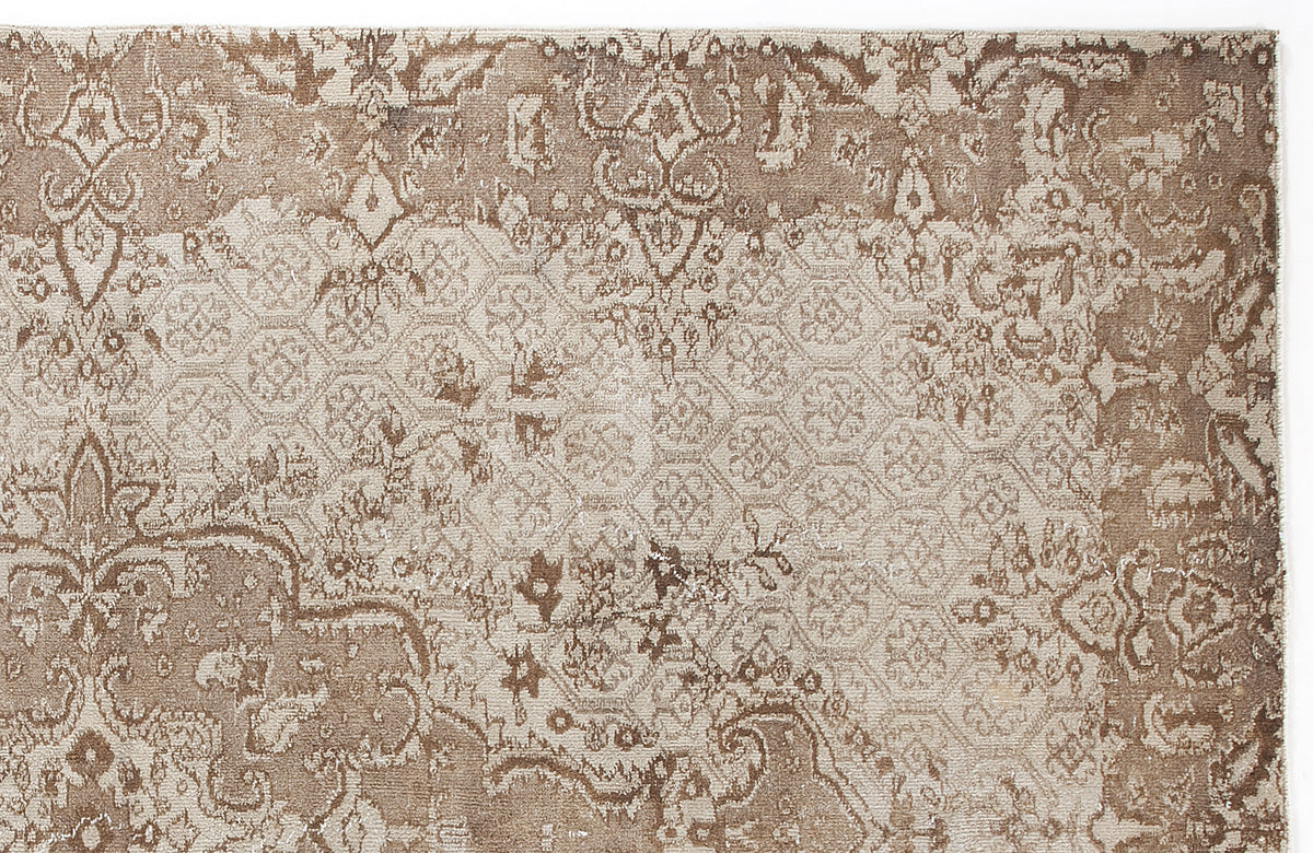 Beige Over Dyed Vintage Rug 6&#39;6&#39;&#39; x 9&#39;8&#39;&#39; ft 199 x 294 cm