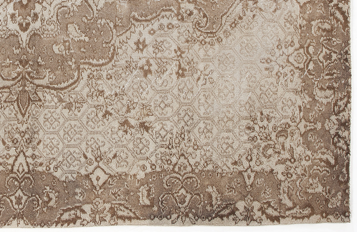 Beige Over Dyed Vintage Rug 6&#39;6&#39;&#39; x 9&#39;8&#39;&#39; ft 199 x 294 cm