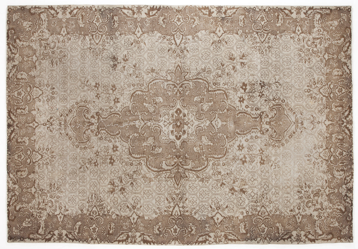 Beige Over Dyed Vintage Rug 6&#39;6&#39;&#39; x 9&#39;8&#39;&#39; ft 199 x 294 cm