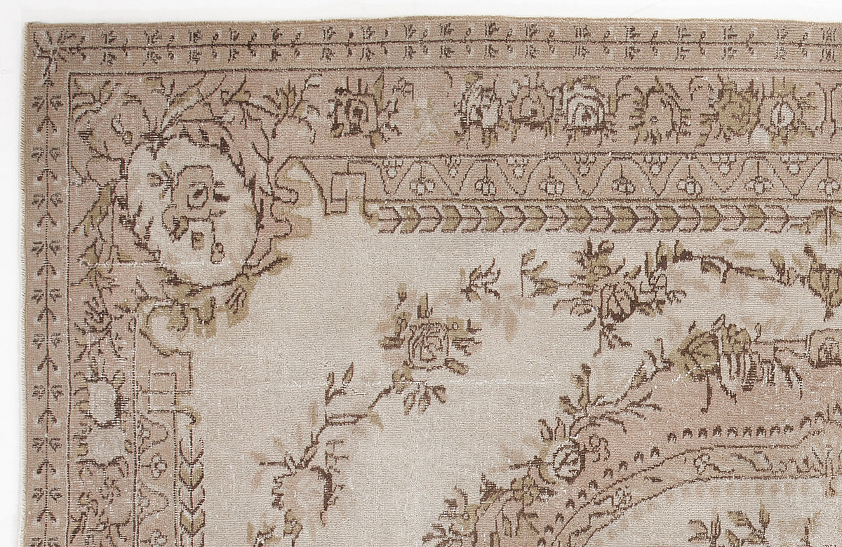 Beige Over Dyed Vintage Rug 6&#39;4&#39;&#39; x 9&#39;5&#39;&#39; ft 194 x 286 cm