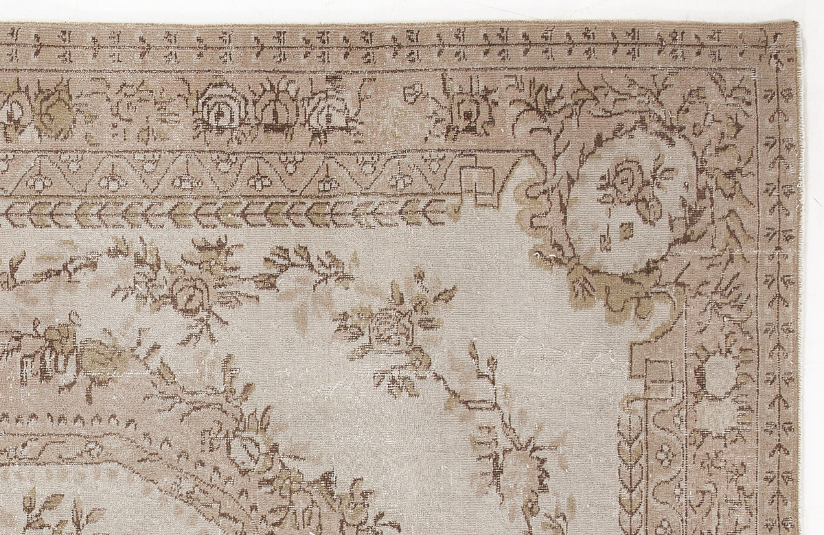 Beige Over Dyed Vintage Rug 6&#39;4&#39;&#39; x 9&#39;5&#39;&#39; ft 194 x 286 cm