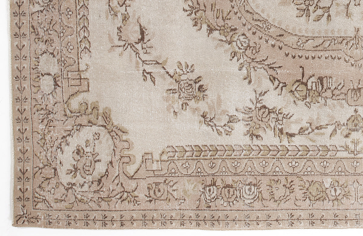 Beige Over Dyed Vintage Rug 6&#39;4&#39;&#39; x 9&#39;5&#39;&#39; ft 194 x 286 cm