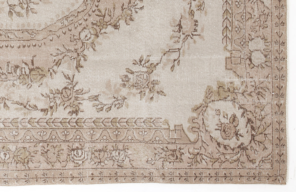 Beige Over Dyed Vintage Rug 6&#39;4&#39;&#39; x 9&#39;5&#39;&#39; ft 194 x 286 cm
