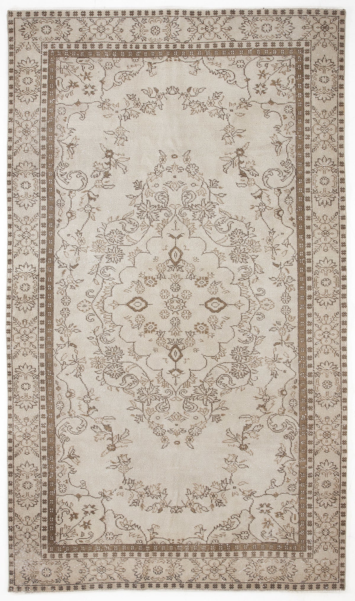 Beige Over Dyed Vintage Rug 5&#39;10&#39;&#39; x 9&#39;9&#39;&#39; ft 177 x 298 cm