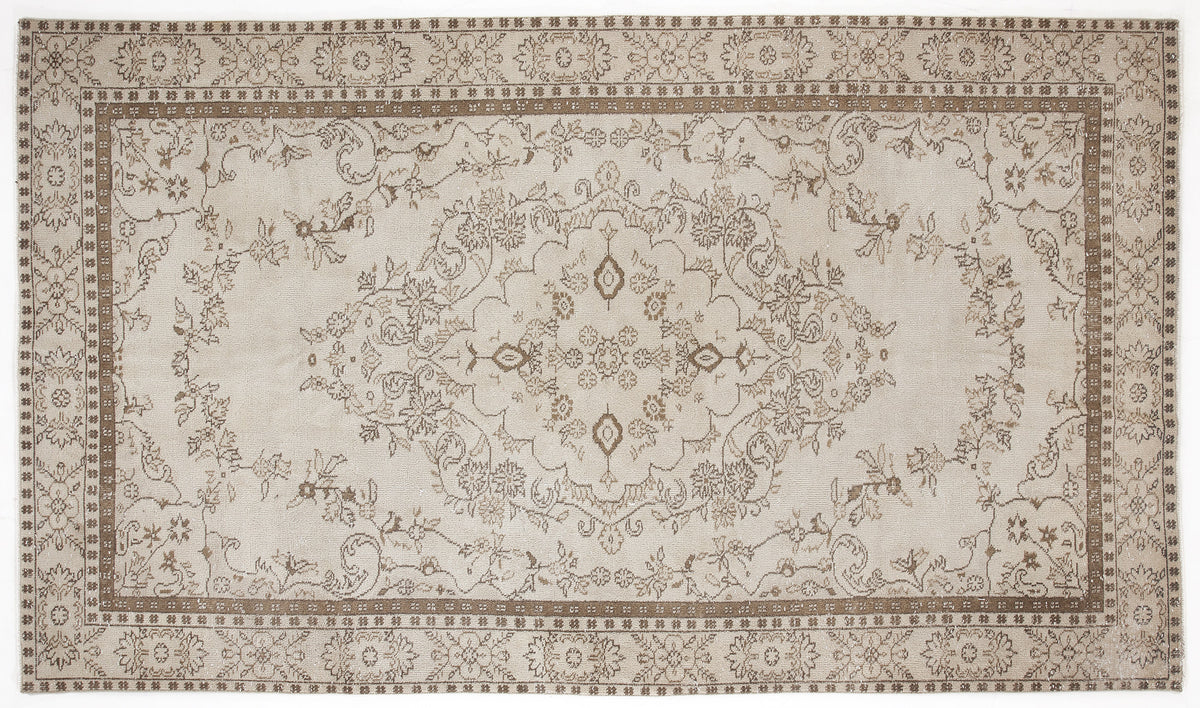 Beige Over Dyed Vintage Rug 5&#39;10&#39;&#39; x 9&#39;9&#39;&#39; ft 177 x 298 cm