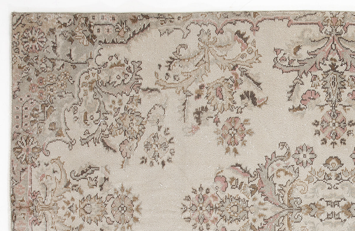 Beige Over Dyed Vintage Rug 6&#39;2&#39;&#39; x 9&#39;4&#39;&#39; ft 188 x 284 cm