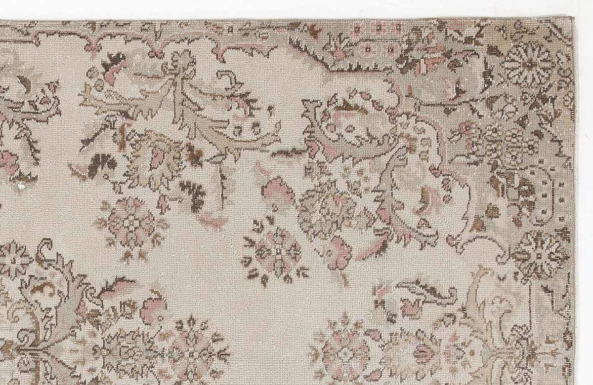 Beige Over Dyed Vintage Rug 6&#39;2&#39;&#39; x 9&#39;4&#39;&#39; ft 188 x 284 cm