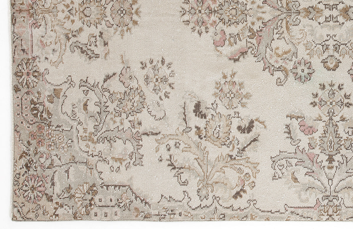 Beige Over Dyed Vintage Rug 6&#39;2&#39;&#39; x 9&#39;4&#39;&#39; ft 188 x 284 cm
