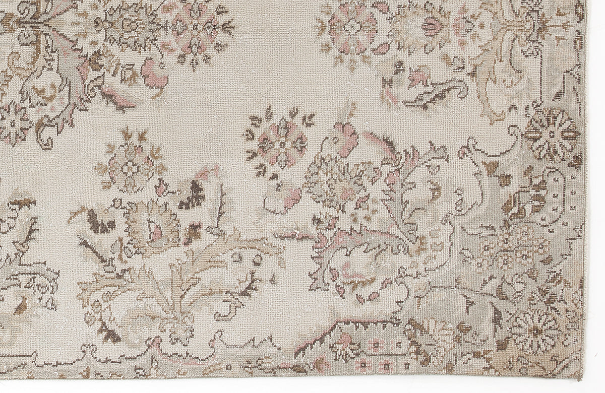 Beige Over Dyed Vintage Rug 6&#39;2&#39;&#39; x 9&#39;4&#39;&#39; ft 188 x 284 cm