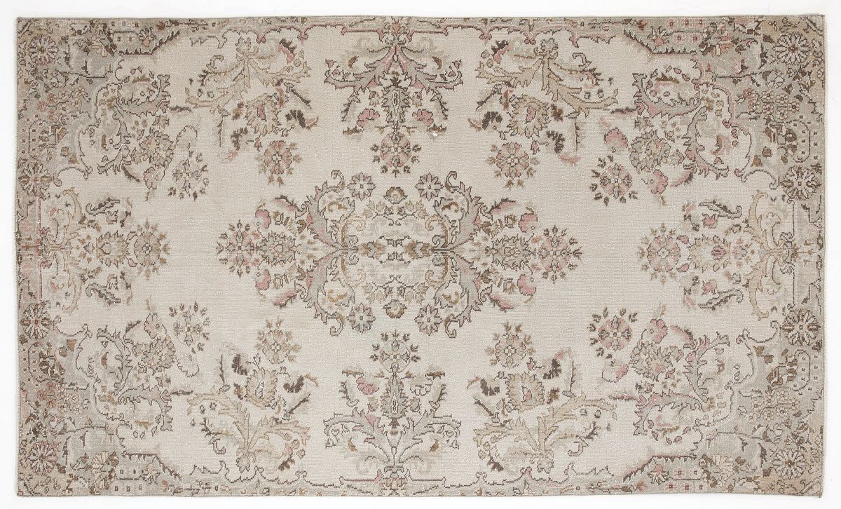 Beige Over Dyed Vintage Rug 6&#39;2&#39;&#39; x 9&#39;4&#39;&#39; ft 188 x 284 cm