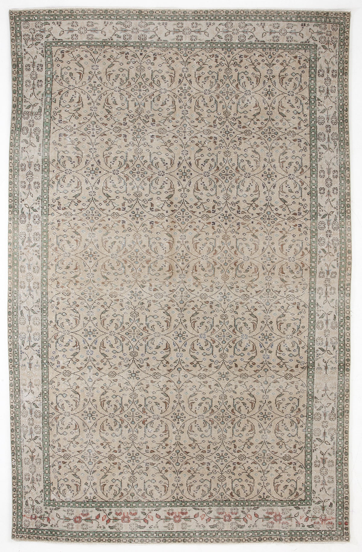 Beige Over Dyed Vintage Rug 6&#39;0&#39;&#39; x 9&#39;10&#39;&#39; ft 184 x 300 cm