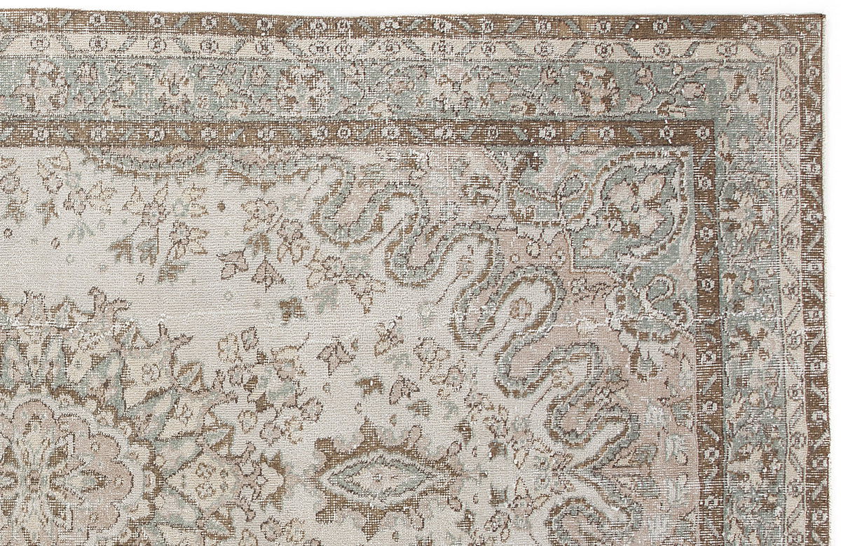 Beige Over Dyed Vintage Rug 5&#39;8&#39;&#39; x 10&#39;4&#39;&#39; ft 172 x 315 cm