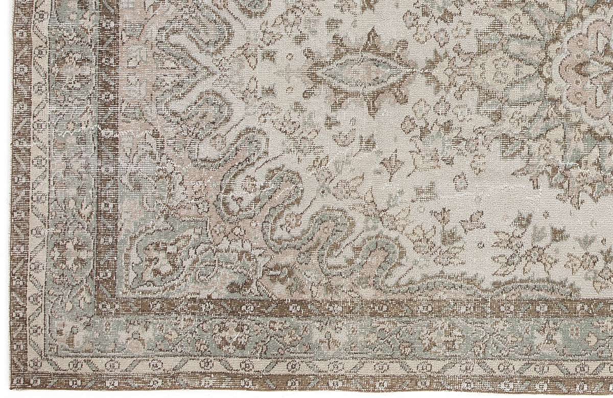 Beige Over Dyed Vintage Rug 5&#39;8&#39;&#39; x 10&#39;4&#39;&#39; ft 172 x 315 cm