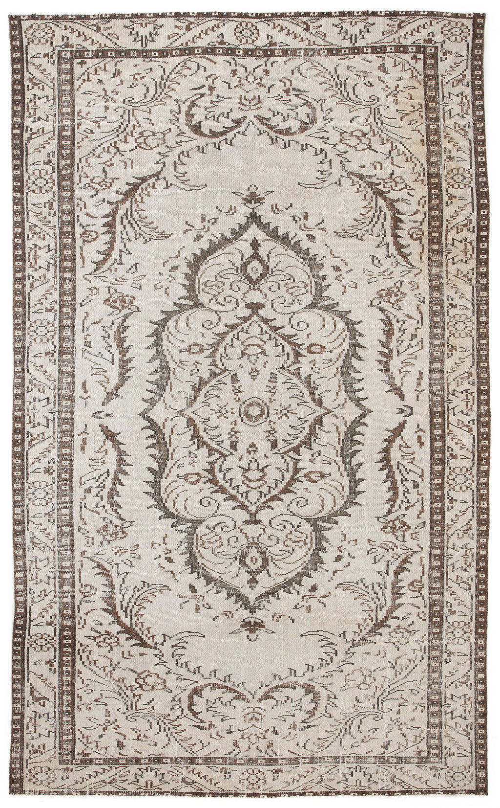 Beige Over Dyed Vintage Rug 5'7'' x 9'4'' ft 170 x 285 cm