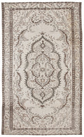 Beige Over Dyed Vintage Rug 5'7'' x 9'4'' ft 170 x 285 cm