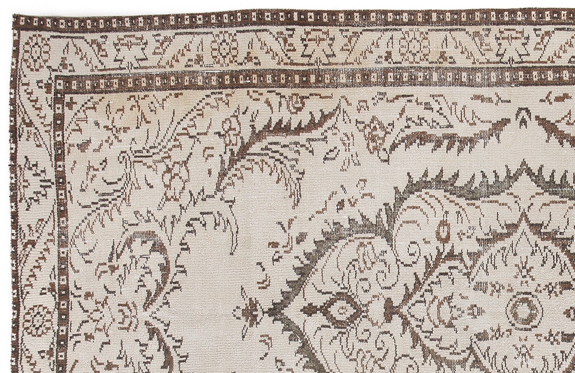 Beige Over Dyed Vintage Rug 5'7'' x 9'4'' ft 170 x 285 cm