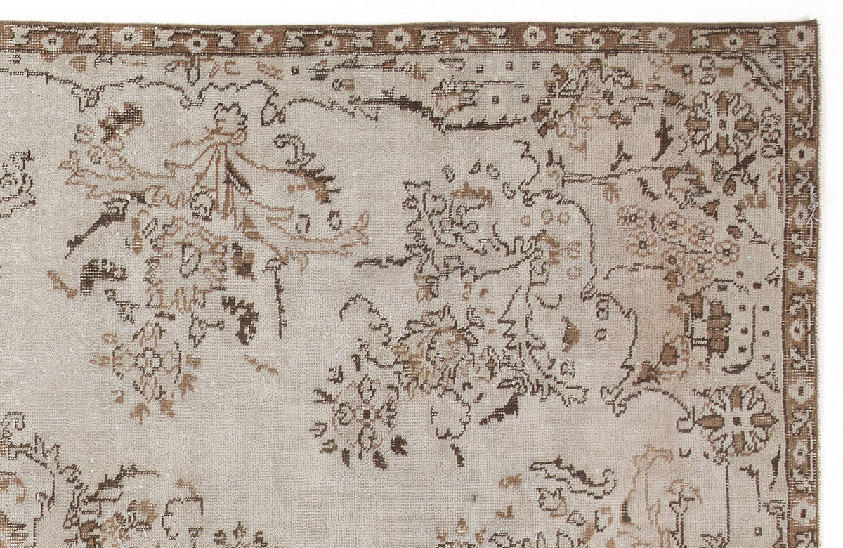 Beige Over Dyed Vintage Rug 5&#39;9&#39;&#39; x 9&#39;5&#39;&#39; ft 175 x 288 cm