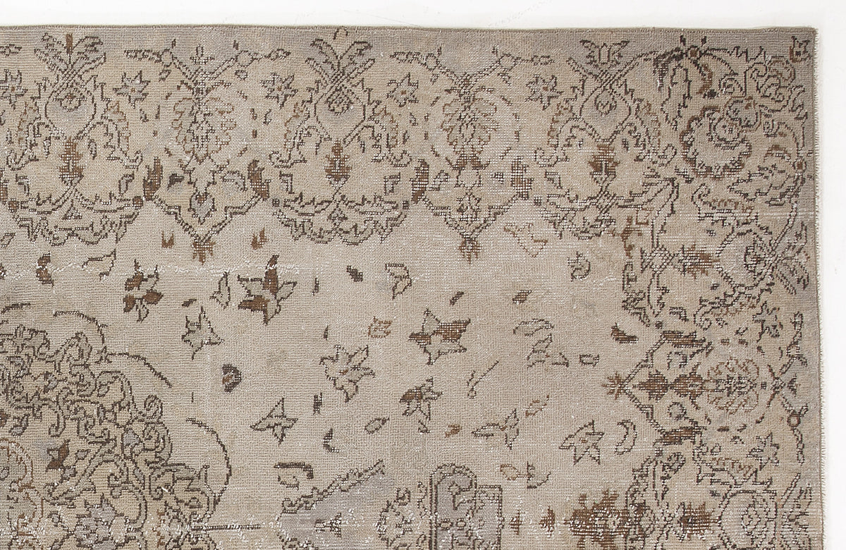 Beige Over Dyed Vintage Rug 5&#39;10&#39;&#39; x 9&#39;7&#39;&#39; ft 177 x 291 cm