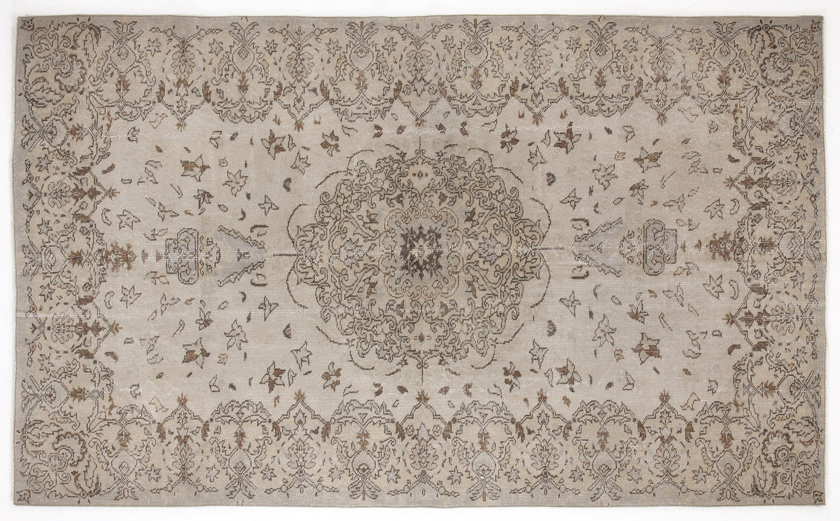 Beige Over Dyed Vintage Rug 5&#39;10&#39;&#39; x 9&#39;7&#39;&#39; ft 177 x 291 cm